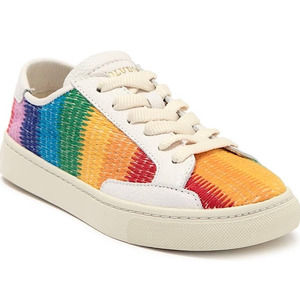 Soludos Womens Low Top Sneakers Rainbow Stripe Embroidered Organic Cotton Size 7